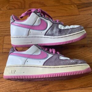 Women's Nike Air Force 1 Low '07 White Cool‎ Rose Aubergine Sz 8 2008 315115-161